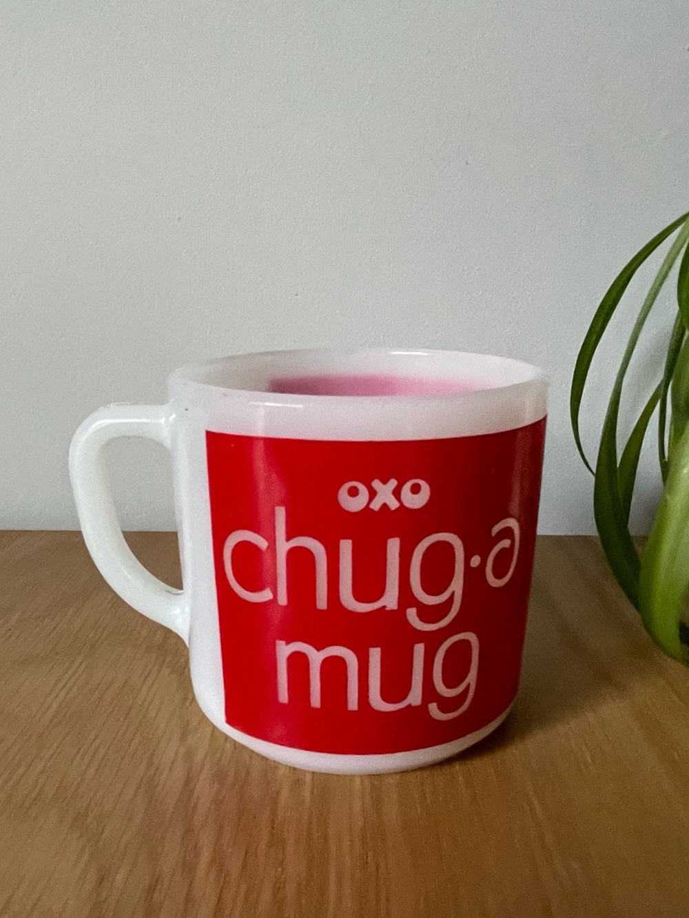 Vintage MCM Federal Glass OXO Chug-a-Mug Advertising Coffee Mug Milk Glass 60s